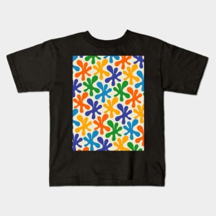 Colorful Whimsical Blue Amoeba Dance Contemporary Abstract Pattern Kids T-Shirt